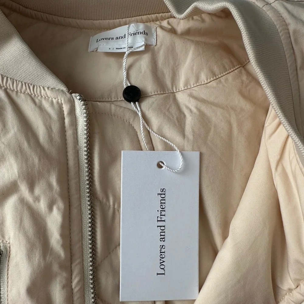 Lovers Friends x Lindsi Lane Revolve NWT Wren Zip Bomber‎ Jacket Macadamia S